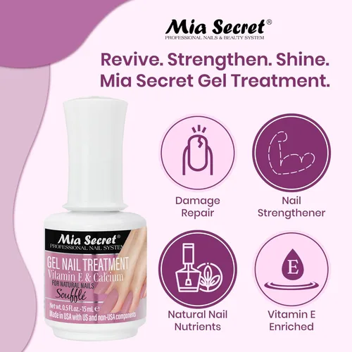 Miniatura 5 de Mia Secret Tratamiento de uñas en gel con vitamina E y calcio, 0.5 fl oz, esmalte de uñas con vitamina E y calcio, gel de reparación y Souffé