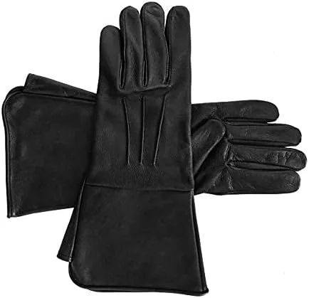 Miniatura 4 de Glamtron Guantes medievales renacentistas de piel de cordero pura guantes de guantelete para cosplay