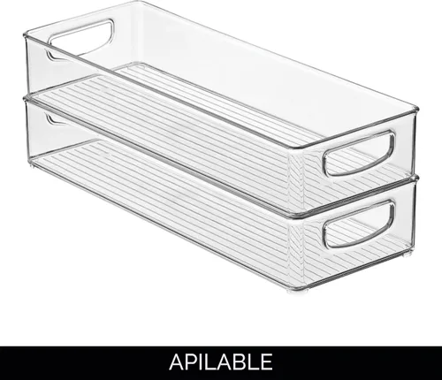 Miniatura 5 de iDesign Contenedor de almacenamiento transparente extra largo delgado Organizador estrecho, apilable, de cocina o despensa