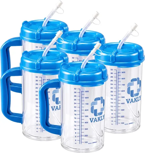 Miniatura 9 de Vakly - Jarra hospitalaria con aislamiento de doble pared y seguimiento de agua - Termo de 32 oz de capacidad para agua fría y caliente recargable