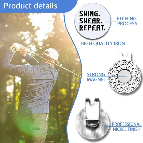 Miniatura 3 de Men Golf Ball Marker with Magnetic Hat Clip, Funny Golf Accessories Gifts for Men, Novelty Birthday Gifts for Male Golfer Fan