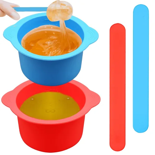 Miniatura 7 de Forros calentadores de cera de silicona con varillas de espátula, 2 cuencos antiadherentes reutilizables de cera para eliminación del vello