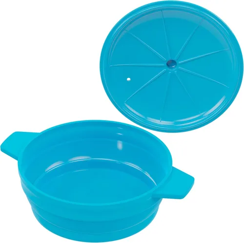 Miniatura 6 de Bakerpan - Set de 4 recipientes de silicona para microondas para cocinar huevos, 12 cm x 4,4 cm, pequeño tazón con tapa, mini recipiente plegable