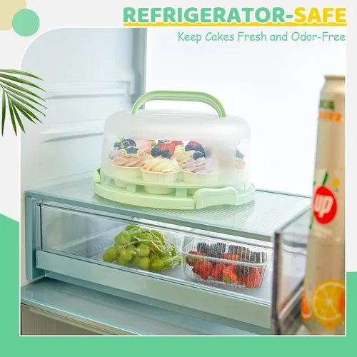 Miniatura 8 de Ohuhu - Porta pasteles con tapa y asa, recipientes para pasteles sin BPA para pasteles de 10 pulgadas con 2 asas, cubierta de plástico con base