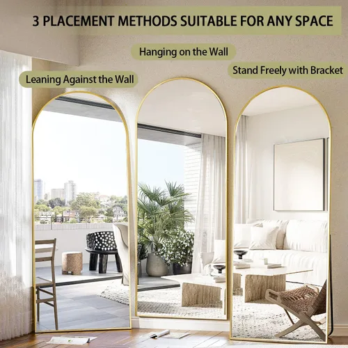 Miniatura 5 de BEAUTYPEAK - Espejo de longitud completa de arco de 71 x 26 pulgadas, espejo de cuerpo completo con soporte para colgar o inclinar, espejo de pared