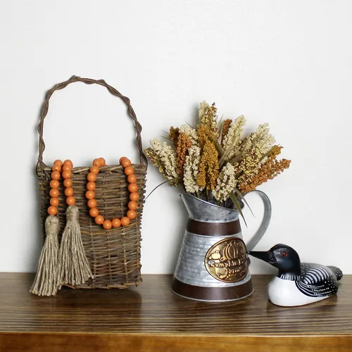 Miniatura 7 de CVHOMEDECO. Guirnalda de cuentas de madera con borlas, diseño rústico de granja, cadena de cuentas de oración para colgar en la pared, acento