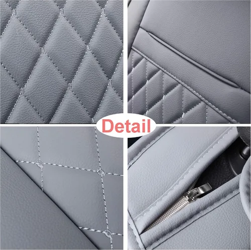 Miniatura 8 de Funda para asiento de automóvil, resistente al agua, de cuero sintético, para asientos delanteros y traseros, ajuste universal para la mayoría