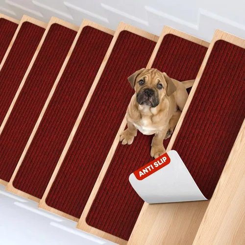 Miniatura 10 de MBIGM Alfombra antideslizante para peldaños de 30 x 30 pulgadas, alfombra de seguridad antideslizante y resistente al deslizamiento, color negro