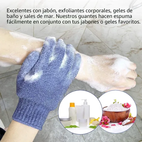 Miniatura 6 de Evridwear Guantes de baño exfoliantes de doble textura para ducha, spa, masaje y exfoliaciones corporales, removedor de células muertas de la piel