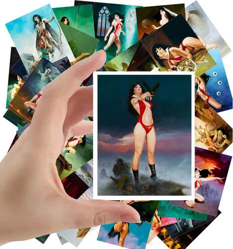 Pegatinas grandes (24 piezas 2.5"x3.5") Vampirella Vintage Fantasy Pinup Comic obras de arte Trece