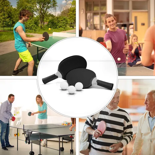 Miniatura 6 de Set de raquetas de tenis de mesa Senston, raqueta de tenis de mesa profesional con 3 bolas, juego de paletas de ping pong de goma compuesta Negro