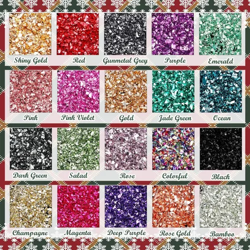 Miniatura 4 de Brillantina de vidrio triturado para manualidades con resina, chips metálicos irregulares de cristal, espolvorea con purpurina gruesa, copos