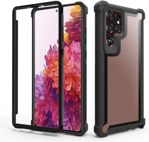 Asuwish Funda de teléfono para Samsung Galaxy S22 Ultra 5G, a prueba de golpes, a prueba de caídas, protección de cuerpo completo, resistente, Negro