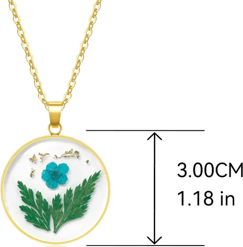 Miniatura 22 de Collares de flores de nacimiento para mujer, collar de 1 a 12 meses, collar de flores prensadas hecho a mano, regalo único de vacaciones, dorado, 18