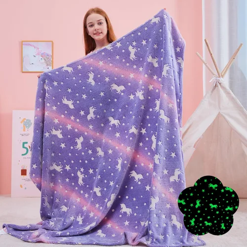 Miniatura 17 de QSTEHEML Manta de unicornio que brilla en la oscuridad, regalo de cumpleaños para niñas de 3 a 12 años, regalos de juguetes de unicornio, manta