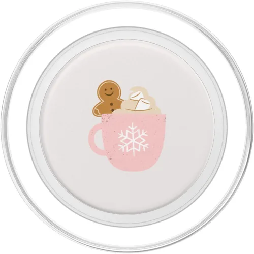 Miniatura 2 de Festive Sip - Taza de copo de nieve rosa con diseño de pan de jengibre Joy PopSockets MagSafe PopGrip para iPhone