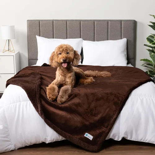 Miniatura 20 de PetAmi - Manta impermeable para perros medianos, cachorros, gatos pequeños Manta suave de forro polar Sherpa para mascotas, para sofá, sofá, funda