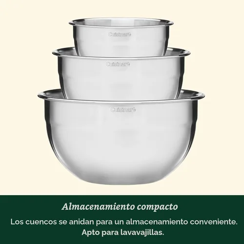 Miniatura 3 de Cuisinart Juego de tazones para mezclar, acero inoxidable, 3 piezas, CTG-00-SMB