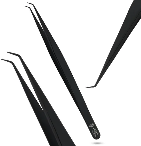 Miniatura 23 de Pinzas de aislamiento para extensión de pestañas, pinzas curvadas para aislamiento, acero inoxidable japonés de 5.5 in, lo mejor para aislamiento