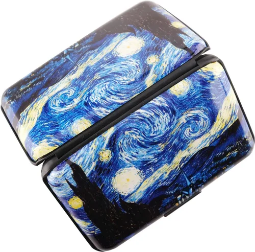 Miniatura 29 de Tarjetero de aluminio con bloqueo RFID para hombres y mujeres, elegante cartera de viaje con 7 ranuras, la mejor protección contra escaneos