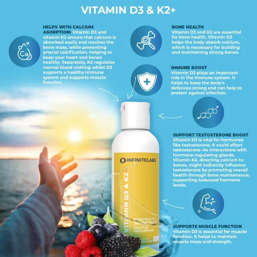 Miniatura 2 de Infinite Labs Vitamina liposomal D3 y K2+ Guardián de huesos y corazón Fórmula de alta absorción para una densidad ósea óptima y apoyo