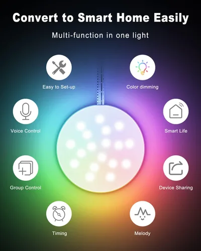 Miniatura 7 de MYPLUS Luces inteligentes para debajo del gabinete, luces de disco de ambiente compatibles con Alexa y Google Home, regulables y de color RGB