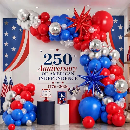 Miniatura 11 de Kit de Arco de Globos Azul Blanco Plateado, Guirnalda de Globos Azul Marino Plateado Blanco con Globos Metálicos Azul Oscuro Azul Claro Plateados