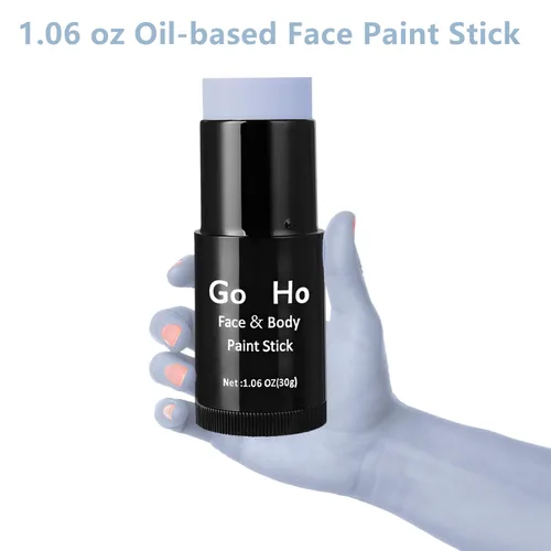 Miniatura 2 de Go Ho Barra de Pintura Facial Mezclable en Crema Gris Claro, Barra de Pintura Corporal de Cobertura Total en Gris para Adultos, Niños, Halloween