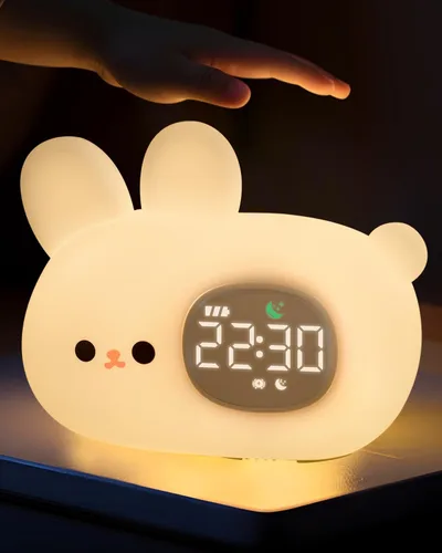 Miniatura 13 de Yiliaw Reloj despertador para niños con luz nocturna, reloj de entrenamiento para dormir, reloj de hora de despertar, luz de silicona recargable