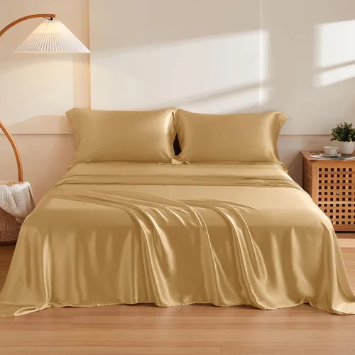 Miniatura 13 de THXSILK Juego de sábanas de seda de 4 piezas, sábanas de seda de morera 100% natural de grado superior 6A+, juegos de ropa de cama de lujo, ultra