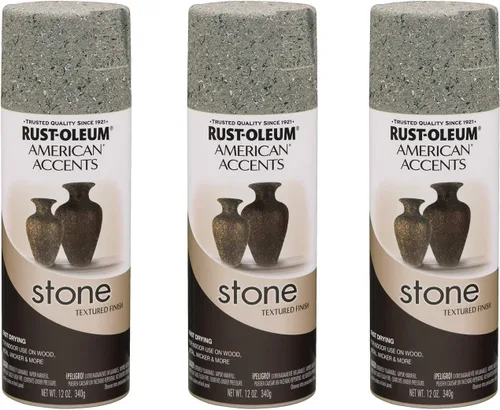 Rust-Oleum 7992830-3PK Pintura en aerosol para creaciones de piedra, 12 onzas, piedra gris, paquete de 3 Gris (Gray Stone)