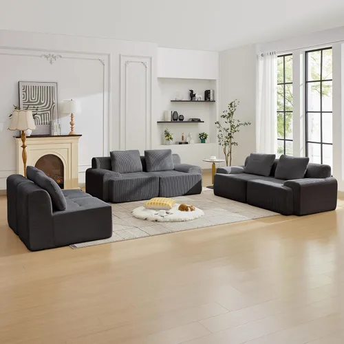 Miniatura 43 de Modular Sectional Sofa with Movable Ottoman, 1 Seat Deep Seat Couch with 1 Pillow, Comfy Cloud Sectional Sofa for Living Room, Bedroom and Apartment