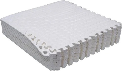 Miniatura 7 de SkyBlue 12 X (24 pies cuadrados) Alfombrilla de piso de gimnasio de 24 x 24 pulgadas de espuma EVA entrelazada para ejercicio de fitness, Celeste
