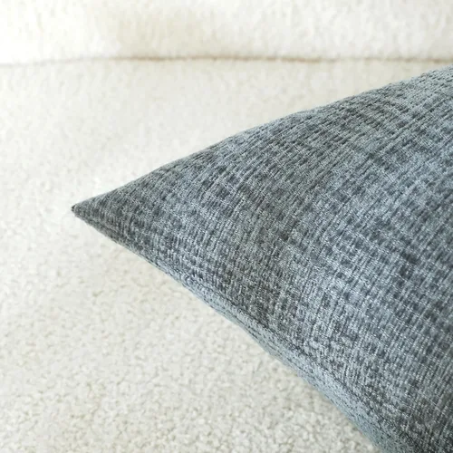Miniatura 4 de Stellhome Blue Grey Chenille Throw Pillow Covers 16x16 Inch Set of 2, Soft Line Textured Cushion Cases, Modern Farmhouse Boho Home Decor for Couch