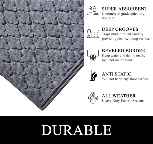 Miniatura 2 de A1HC - Tapete de puerta multiusos duradero, para interiores y exteriores, fácil de limpiar, impermeable, para todo tipo de clima, patio, garaje
