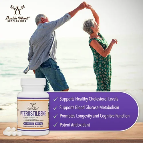 Miniatura 4 de Suplemento de pterostilbeno cápsulas de 100 mg (probado por terceros) 60 cápsulas, superior al resveratrol, antioxidante para apoyo de la longevidad