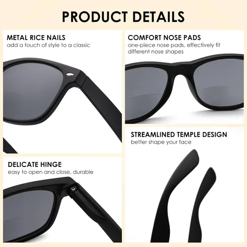 Miniatura 4 de HIYANJN 2 pares de lentes de sol de lectura bifocales para hombres y mujeres al aire libre tintados gafas de lectura con bisagra de resorte