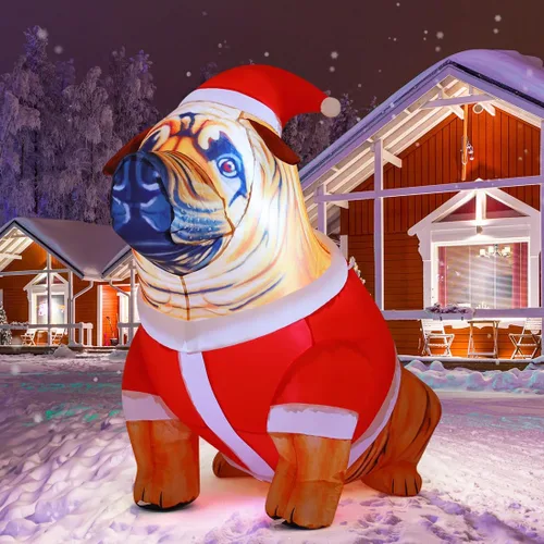 Miniatura 3 de COMIN Inflables de Navidad de 4 pies de alto para perro, decoración al aire libre, bulldog inflable con luces LED integradas, decoración de patio