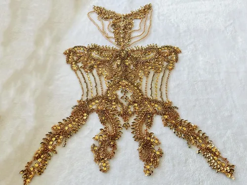 Miniatura 6 de Apliques hechos a mano de cristal sobre encaje, diamantes de imitación para coser, cuentas de flecos, parches de lentejuelas, accesorios de Champán