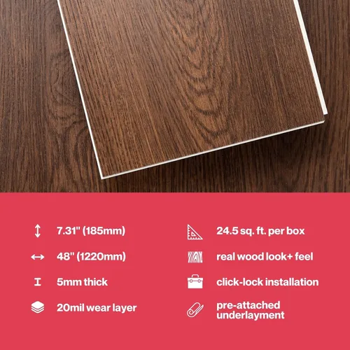 Miniatura 4 de MaxCore Pro Lucida Surfaces Tablón de muestra Tablones de vinilo de lujo impermeables con bloqueo de clic entrelazado