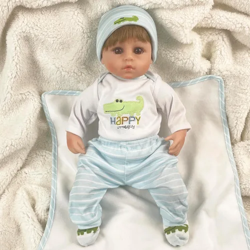 Miniatura 7 de Muñecas Reborn Realistas Niño, 40 cm Muñecas de bebé de vinilo de silicona realistas Muñecas de bebé realistas Juguetes con aspecto real con cuerpo