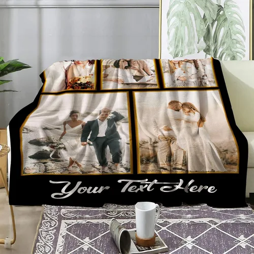 Miniatura 3 de Magimagine Mantas personalizadas con imágenes de texto para regalos de novio, manta de fotos personalizada para familiares y amigos para Navidad