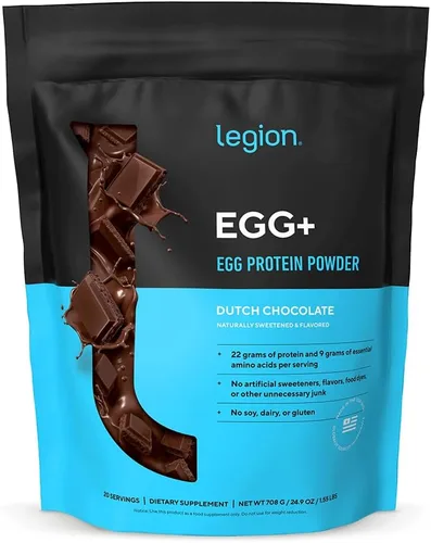 Miniatura 6 de LEGION Egg+ Proteína en polvo con BCAA – Polvo de proteína de clara de huevo naturalmente endulzada y saborizada – Proteína de digestión rápida