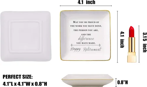 Miniatura 5 de Regalos de felicitaciones por retiro para mujeres Bandeja de cerámica para joyas con plato para anillos Regalo de apreciación de jubilación Regalo
