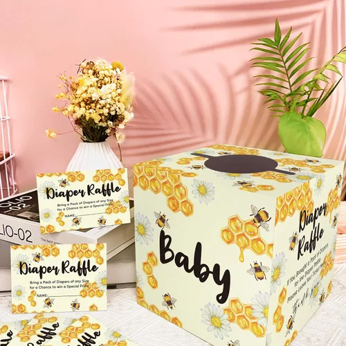 Miniatura 6 de Adivina cuántos panales juego para baby shower, 50 cuántas tarjetas y 1 caja, divertidas ideas de juegos de baby shower para niños o niñas