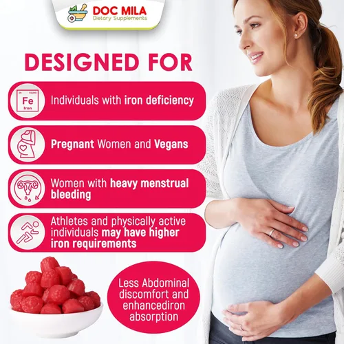 Miniatura 4 de Suplemento de hierro para niños y adultos - Gomitas de bisglicinato de hierro de 25 mg con VIT C liposomal - Suplemento de hierro quelado