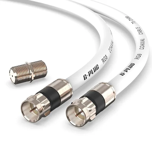 Miniatura 11 de G-PLUG Juego de conectores de cable coaxial RG6 de 30 pies, para antena de internet, banda ancha, TV digital, cable Sky satelital, junta tórica