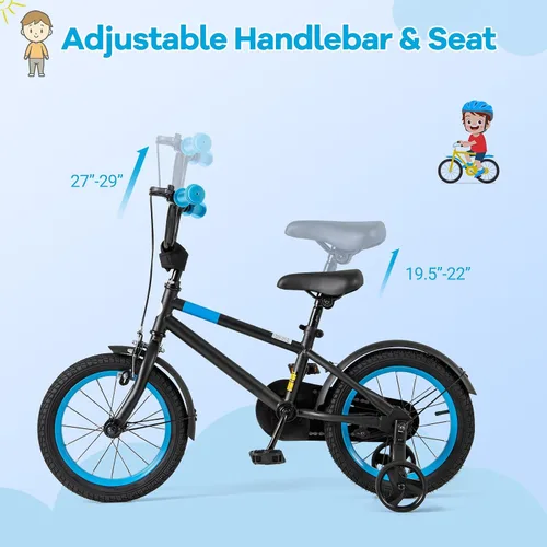 Miniatura 3 de BABY JOY Bicicleta infantil de macarones coloridos, de 12, 14, 16 y 18 pulgadas, bicicleta deportiva para niños con ruedas de entrenamiento