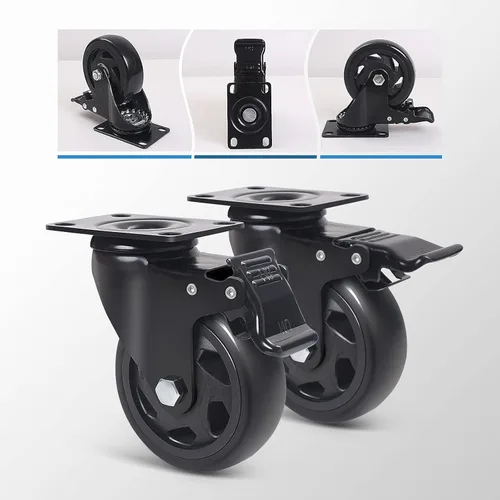 Miniatura 6 de Ruedas giratorias de 4 pulgadas de 2000 libras, juego de 4 ruedas, ruedas de placa resistentes con rodamientos de bolas dobles, ruedas giratorias