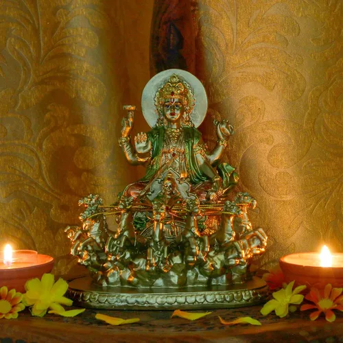 Miniatura 7 de Escultura hindú Dios Señor Surya-Sun – India Regalos religiosos Artesanía Dios Suryadev Figura Hinduismo Murti Hogar Mandir Templo Altar Pooja
